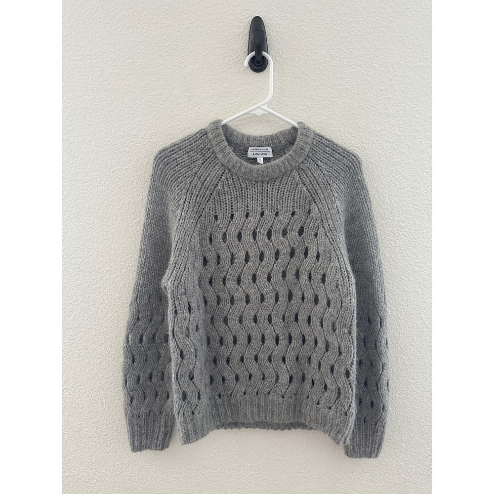 & Other Stories Grey Alpaca Blend Open Cable Knit Chunky Cozy Sweater M